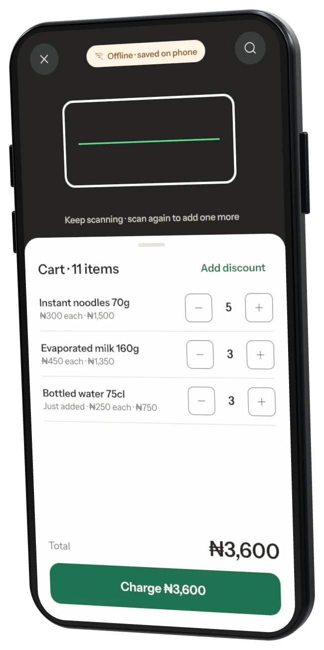 Cart with three products, total ₦3,600